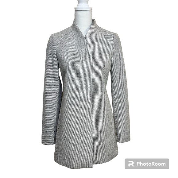 NWT RW&CO Long Blazer Jacket Light Grey Stripe - Career Office Work Outerwear XS - Picture 1 of 13